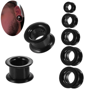 Black Silicone Ear Tunnels Plugs Double Flare Flexible Hollow Body Piercing Jewelry For Men Women Multiple Sizes