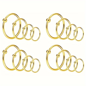 Set van 16 vergulde roestvrijstalen captive bead ringen voor neus- en oor-piercings