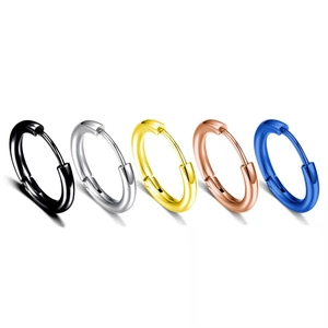 Polished stainless steel hoop earrings for women and men in five versatile colors