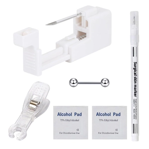 Professionelles Edelstahl Zungenpiercing Kit Enthält Zungenstecker Markierungsstift Alkoholtupfer Und Klemme Körperschmuck Werkzeuge