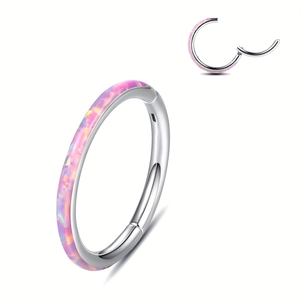 316L Edelstahl Septum Clicker Nasenring Scharnier Segment Ring Zirkonia Opal Piercing Schmuck Unisex Accessoire
