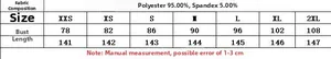 Size chart for women's long dress showing measurements and fabric composition details
