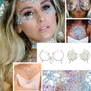 Détails des strass adhésifs irisés pour le visage et le corps pour les soirées festivals