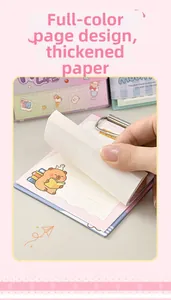 Detail view of thickened A6 colorful paper notepad with cute bear illustration