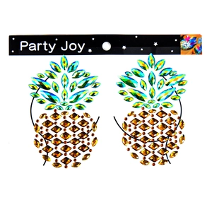 Bijoux de corps en forme d'ananas avec strass ambrés pour festivals et fêtes EDM