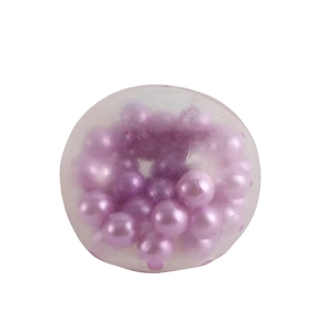 Creative stress relief squeeze ball with purple pearls inside made of soft transparent TPR