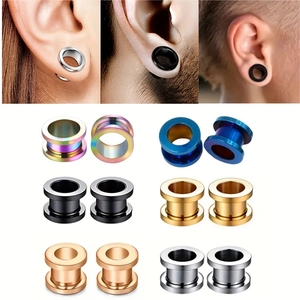 Roestvrijstalen Double Flare Oortunnels Schroefsluiting Piercing Expansie Plugs Voor Heren Dames Punk Sieraden
