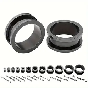 Maattabel voor roestvrijstalen ear tunnels met maten van 1,2 mm tot 20 mm breed