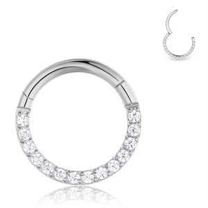 Nasenring-Set aus poliertem 316L-Chirurgenstahl mit Zirkoniasteinen in Silberoptik