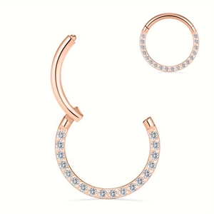 Roségoldener Segmentring mit Opal und Zirkonia-Inlay, offen und geschlossen gezeigt