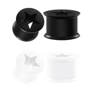 Silikon Ohr Plugs Tunnels Stern Muster Doppel Flansch Ohr Stretching Gauges Für Damen Herren Körper Piercing Schmuck Schwarz Weiß