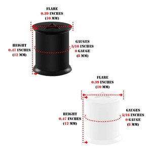Detaillierte Maßtabelle für 8mm Stern Double Flared Silikon-Ohrplugs und Tunnel