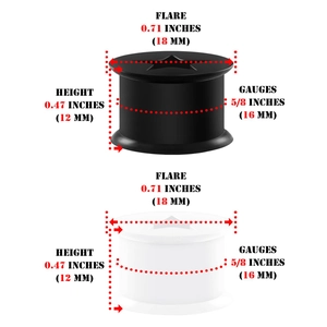 Größentabelle für Silikon-Ohrplugs mit Sternenmuster inklusive Maßen für Höhe und Dicke