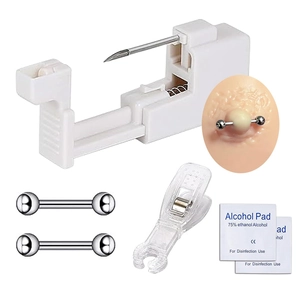 Kit de perforación con joyas de acero inoxidable, pistola y toallitas de alcohol