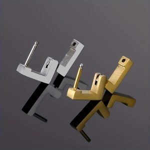Minimalist square geometric stainless steel stud earrings in gold and silver finish