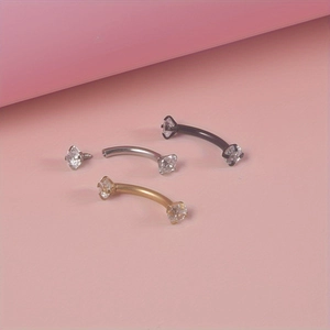 Set de 3 piercings d'arcade en acier inoxydable avec zircons noirs, dorés et argentés