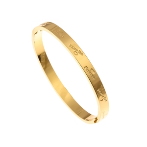 Bracelet élégant en acier titane doré avec gravure laser Forever et I Love You