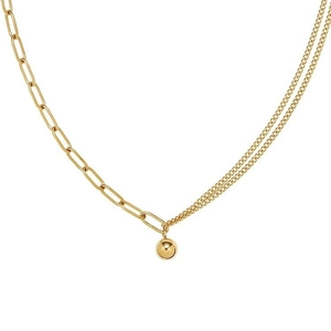 Elegantes 18k vergoldetes Edelstahl-Fußkettchen mit schicker Goldkugel und asymmetrischer Kette