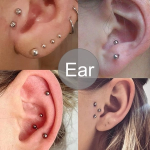 Vista dettagliata di finti piercing per naso e labbra con opzioni di posizionamento