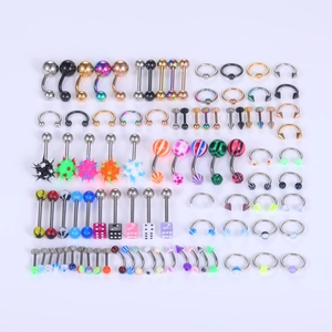 120-piece stainless steel piercing kit with various nose rings and body jewelry