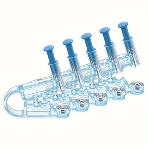 Blue disposable ear piercing tool with 5 needles and metal studs for safe body piercing