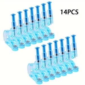 Set of 14 pieces disposable blue ear piercing guns with built-in silver ball studs