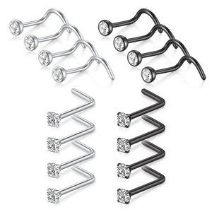 Clous De Nez En Acier Inoxydable Bijoux De Piercing Assortis Avec Zircon Cubique Rond Pour Hommes Et Femmes Décoration