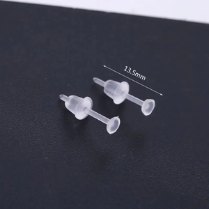 Lot de boucles d'oreilles invisibles en acrylique, longueur 13,5 mm pour oreilles sensibles