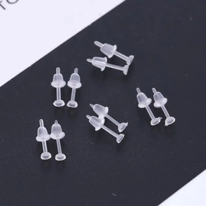Lot de 100 fermoirs de boucles d'oreilles en acrylique transparent et tiges invisibles