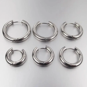 Minimalist Thick Stainless Steel Hoop Earrings For Men Women Individual Polished Silver Color Chunky Huggie Jewelry