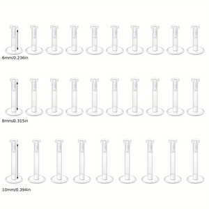 Clear Acrylic Lip Stud Piercing Retainer Set Transparent Labret Stud Earring Insert Rod Body Piercing Jewelry Set For Men Women