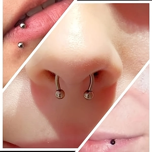 35pcs stainless steel body piercing set featuring horseshoe rings and studs for lip and nose