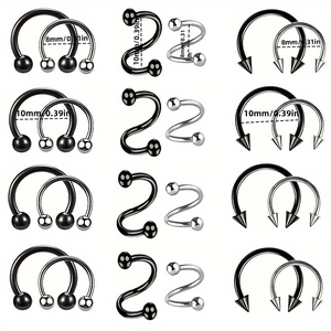 Stainless Steel Nose Rings Horseshoe Septum Piercing Jewelry Ball Cone Spiral Hypoallergenic Body Jewelry For Women Men
