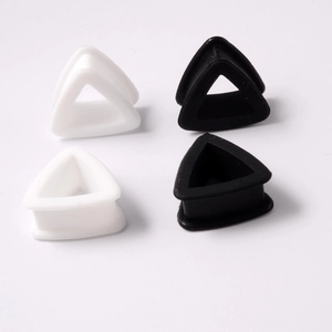 Triangle Silicone Ear Tunnels Gauges Hollow Saddle Piercing Plugs Body Jewelry For Men Women Black White Decorative Ear Expanders