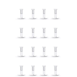 Clear 16-piece acrylic lip stud set showing transparent piercing retainers on white background