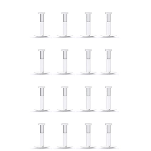 16-piece clear acrylic lip stud piercing retainer set with flat labret design on white background