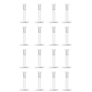 Detailed grid of 16 transparent flexible acrylic bioflex labret studs for body piercing