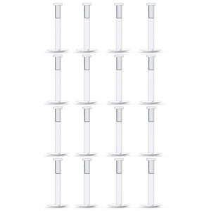 Set of 16 transparent acrylic labret studs with flat back for comfortable lip piercing