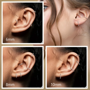 Tres tamaños de 6mm, 8mm y 10mm de aros de nariz plateados con cristales de circonio