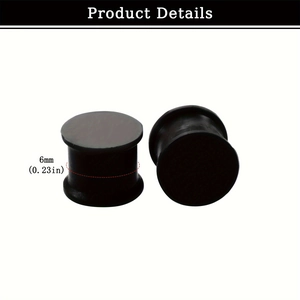 Detailansicht der 6mm schwarzen Silikon-Ohrplugs mit präzisen Double-Flared-Abmessungen