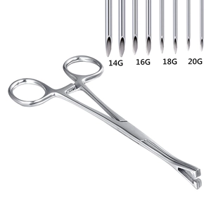 Professional 9-piece stainless steel body piercing kit with tools and needles