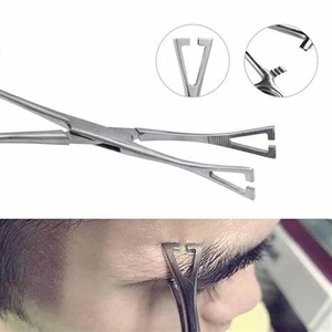 9pcs stainless steel body piercing tool kit with V-shaped professional forceps and needles