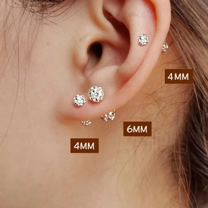 Sparkling silver crystal stud earrings set with 4mm and 6mm diameter ball studs
