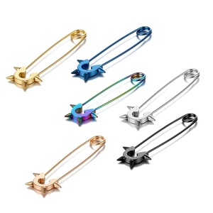 Punk Stainless Steel Spike Safety Pin Stud Earrings Hip Hop Geometric Paperclip Earring For Men Women Jewelry