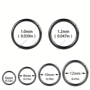Black stainless steel hinge segment rings in various sizes 6mm to 12mm for body piercing