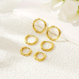 Stainless Steel Hoop Earrings Multiple Sizes Small Medium Large Round Circle Huggie Earrings For Men Women Geometric Jewelry
