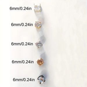 Detailed view of 6mm magnetic stud earrings in various colors and settings
