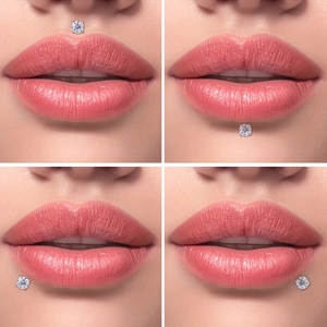 Dreiteiliges Lippenpiercing-Set aus Edelstahl mit Zirkonia-Herz und Stern für Piercings