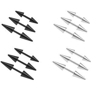 Edelstahl Spitze Ohrstecker 16G Barbell Knorpel Piercing Schmuck Für Herren Damen Punk Gothic Ohrknochen Stecker Set