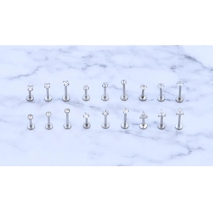 18er-Set Lippenpiercings aus Edelstahl mit Zirkon-Herz, Stern und geometrischen Formen
